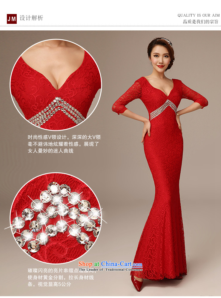 Clean the new trendy 2015 diffuse deep V-Neck long-sleeved crowsfoot dress Sau San red lace long marriages bows service long red S picture, prices, brand platters! The elections are supplied in the national character of distribution, so action, buy now enjoy more preferential! As soon as possible.