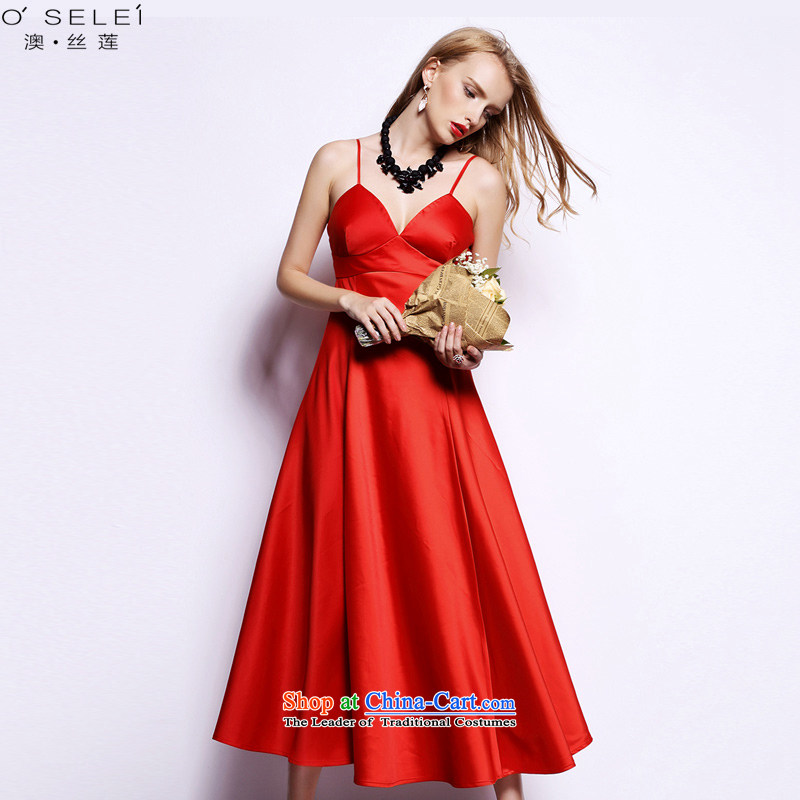 O wire Lin 2015 straps and sexy dresses evening dresses long female banquet bridesmaid bride bows services red?S