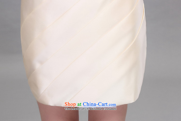 Shez&live Women 2014 marriages bows small dress shoulder Beveled Shoulder Bridesmaid Dinner Show Evening Dress Short, champagne color S picture, prices, brand platters! The elections are supplied in the national character of distribution, so action, buy now enjoy more preferential! As soon as possible.