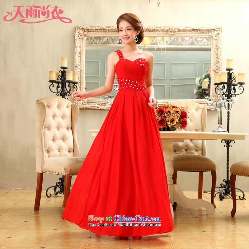 Rain-sang Yi Wedding 2015 Korean long bows marriages bridesmaid shoulder red princess short skirts and sisters small dress LF178 red long tailored