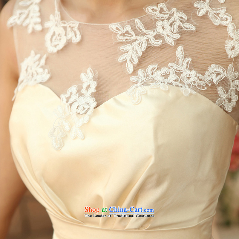 Rain-sang Yi marriages 2015 new bridesmaid sister short, small dress skirt sexy transparent lace bows LF168 serving champagne color tailored, rain-sang Yi shopping on the Internet has been pressed.