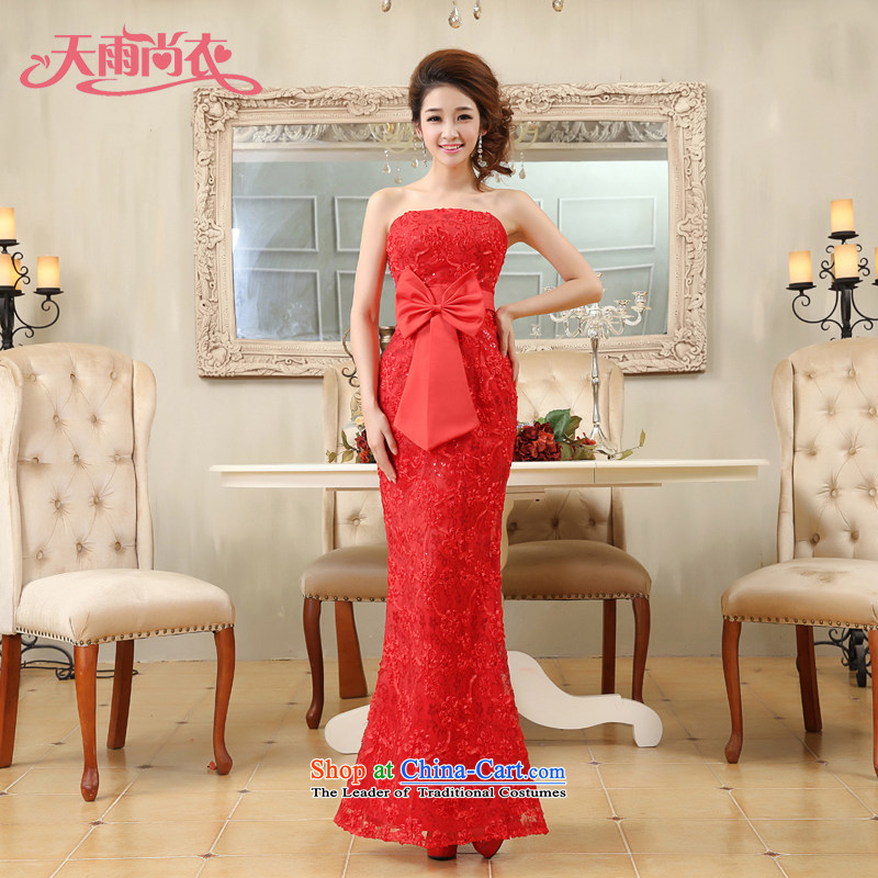 Rain was anointed with the new 2015 Yi chest red long bride wedding dress moderator will serve LF175 bows tailored red