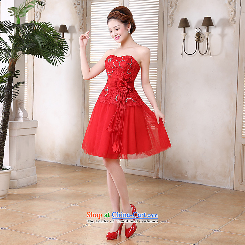 Rain-sang yi bride Wedding 2015 new marriage bows to the Princess Mary Magdalene chest integrated sweet with short, bridesmaid small dress LF191 red tailored, rain-sang Yi shopping on the Internet has been pressed.
