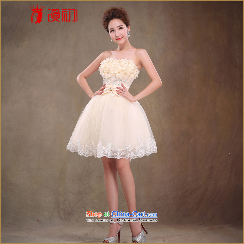 In the early 2015 new man bridesmaid services Korean short of the chest and dress skirt sweet drink service bride flowers champagne color S early man , , , shopping on the Internet