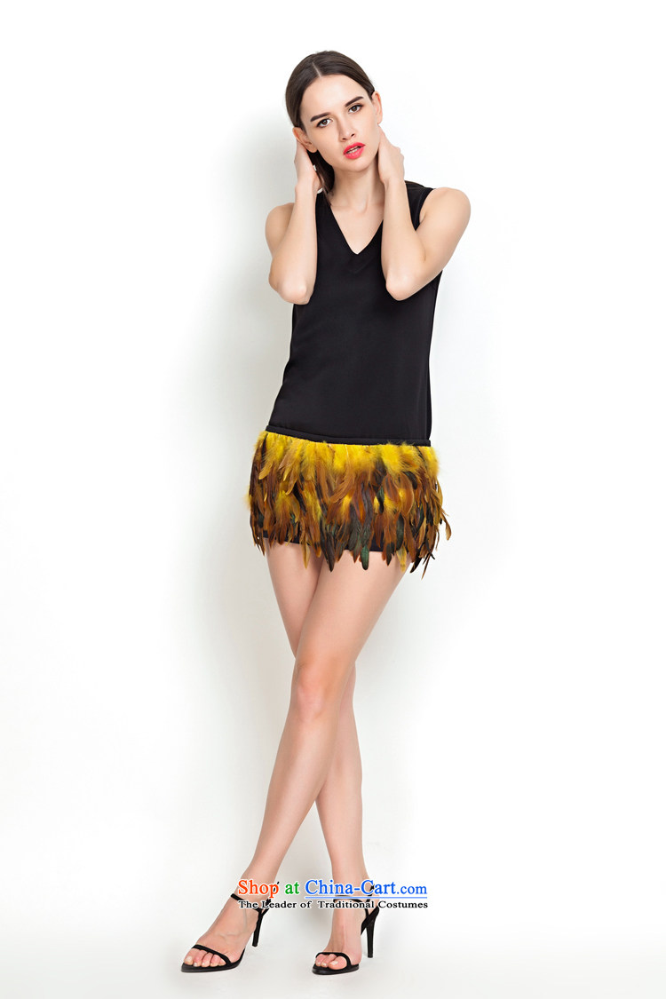 Yi Ge lire /YIGELILA Flamingo feather dresses Sau San video thin V-Neck vest short skirt black 6560 S picture, prices, brand platters! The elections are supplied in the national character of distribution, so action, buy now enjoy more preferential! As soon as possible.