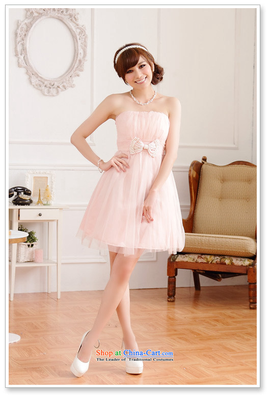 158 large and thick Korean sweet temperament mm wiping the chest small dress gauze bow tie nail pearl back tightness princess skirt sister bridesmaid high waist he skirt pink XXL 135-155 for a catty picture, prices, brand platters! The elections are supplied in the national character of distribution, so action, buy now enjoy more preferential! As soon as possible.