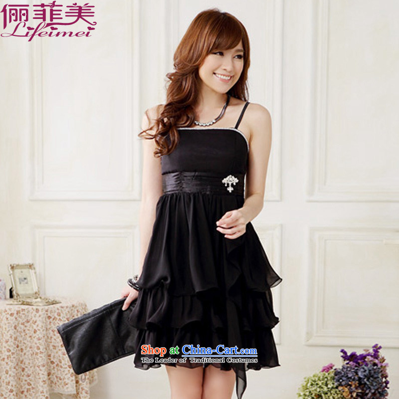 158, beauty with lifting strap dress ironing drill chiffon layers of cake for larger waist with his tall graphics drill elastic sister skirt annual ball evening short skirt black?XXXL he 155-175 for a catty