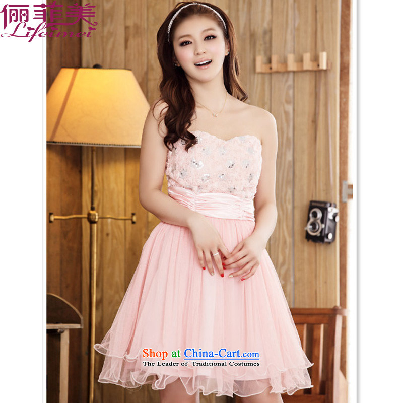 158, beauty with Princess dress dresses chest stereo roses Top Loin of Sau San Fat MM female bon bon skirt sister bridesmaid bride toasting champagne evening XXXL pink for 160-180, 158 and shopping on the Internet has been pressed.