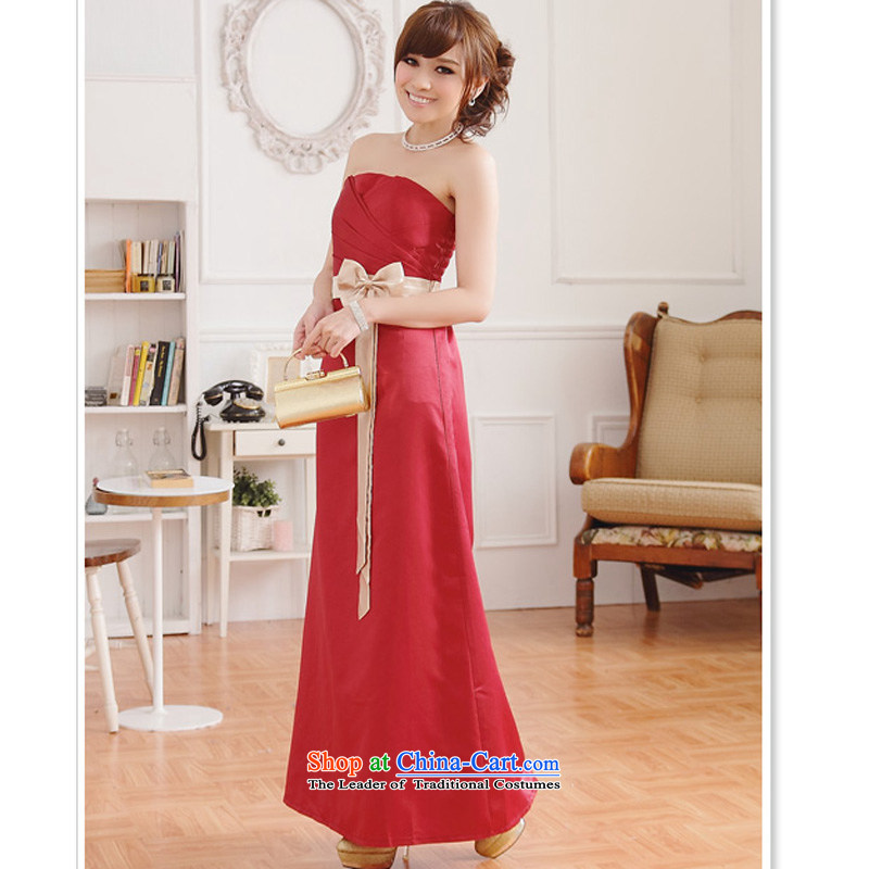 158, Beauty Chest wiped with stylish high-waist belt bow tie A large long version even turning skirt elegant graphics temperament bride evening dress bridesmaid sister long skirt the red are code  F, 158 and shopping on the Internet has been pressed.