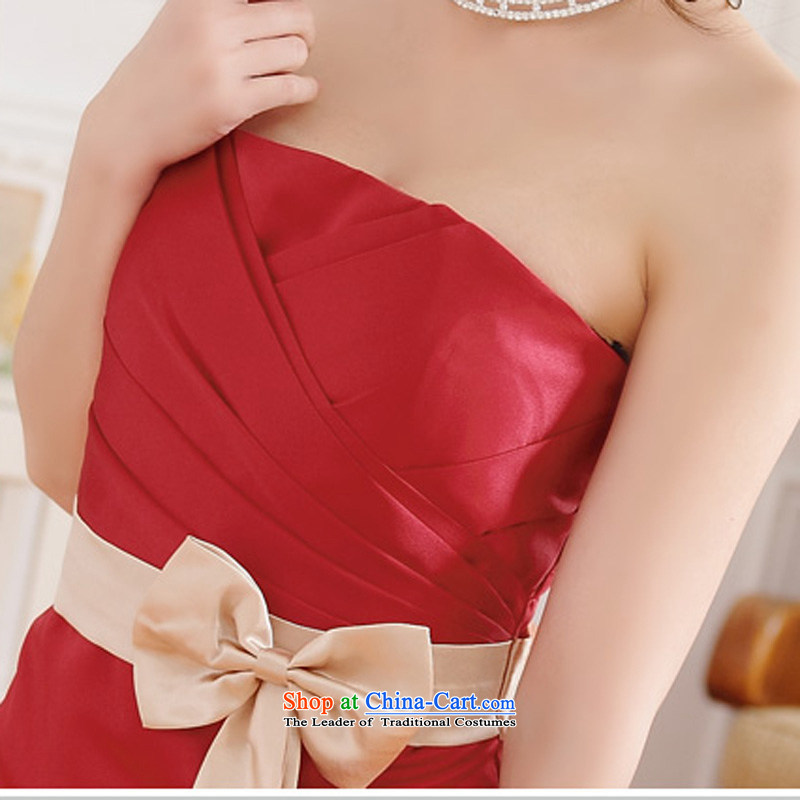 158, Beauty Chest wiped with stylish high-waist belt bow tie A large long version even turning skirt elegant graphics temperament bride evening dress bridesmaid sister long skirt the red are code  F, 158 and shopping on the Internet has been pressed.