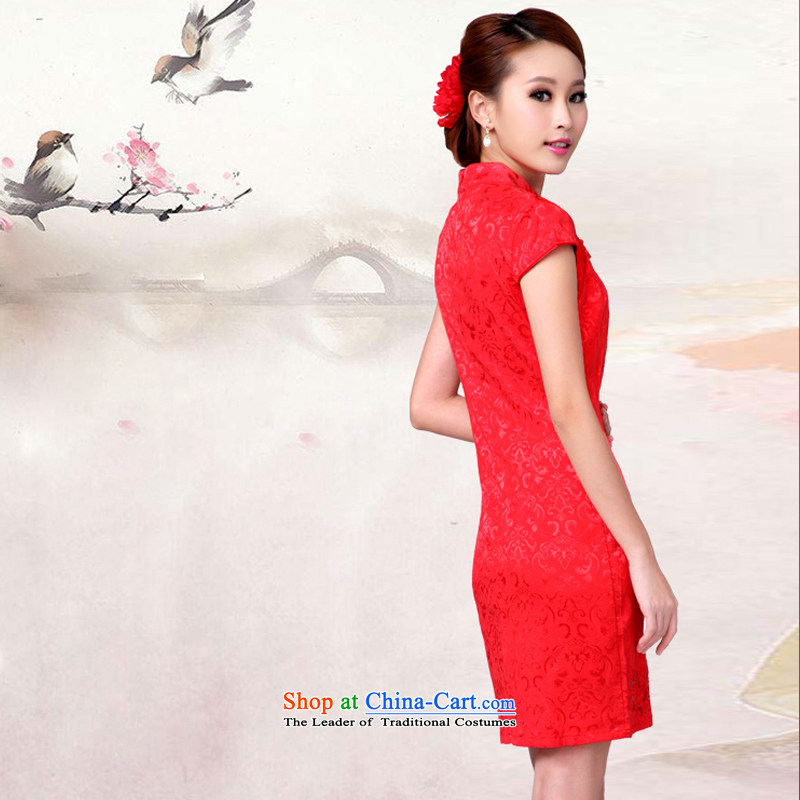 The Advisory Committee in accordance with the trailing edge 2015 Summer new stylish personality embroidery lace solid color female wedding dresses Sau San bows wedding dresses serving red high collar dress female RED M, in accordance with the trailing edge of the advisory has been pressed shopping on the Internet