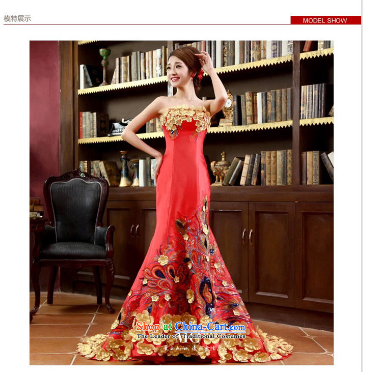 In the early 2015 new man evening dresses bride anointed chest long red tail to align the evening with a couplet bride qipao tail, XXL picture, prices, brand platters! The elections are supplied in the national character of distribution, so action, buy now enjoy more preferential! As soon as possible.