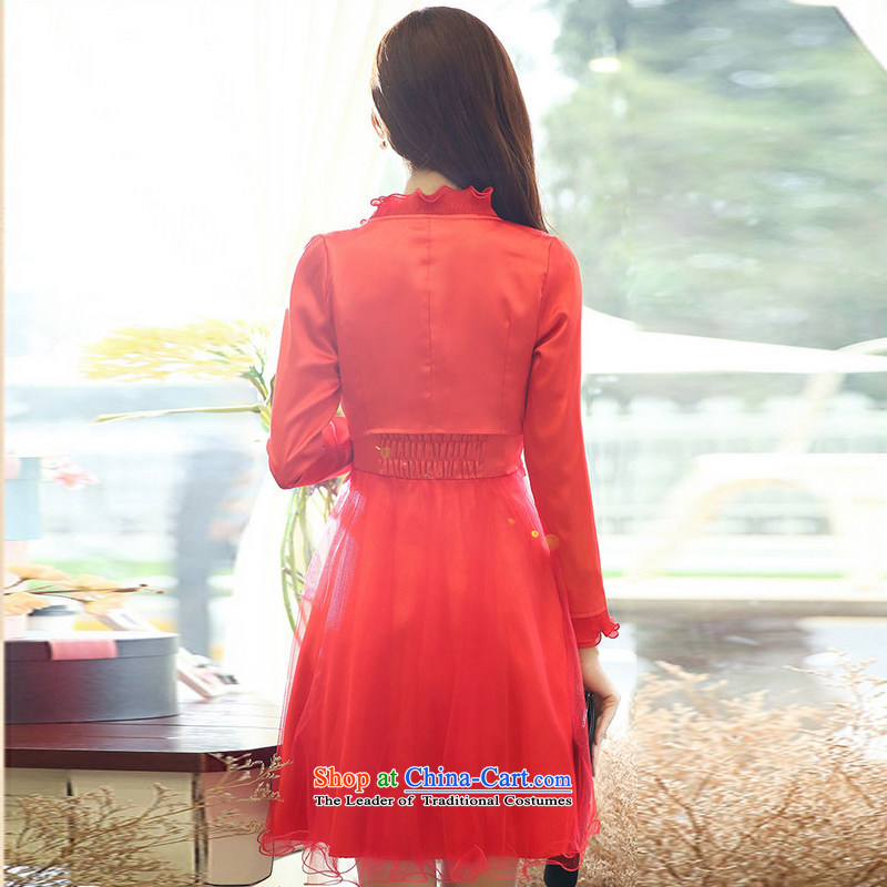 Mei Lin Shing autumn 2015 new lace stitching bride back to door onto pregnant women married long-sleeved clothing bride dress bows two kits red XXL, Mei Lin Shing Shopping on the Internet has been pressed.