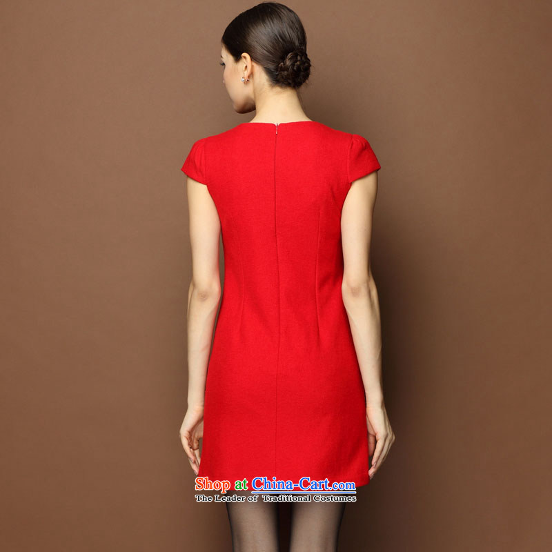 C.b.2014 autumn and winter female Korean version of the new liberal video thin large Sau San to increase the short code long marriage under the auspices of bows dress 13047 Red L,CONSTANCA BASTO,,, shopping on the Internet