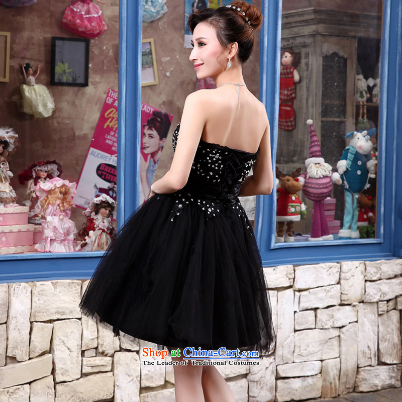 Talk to her new 2015 short black, bon bon skirt performances evening dress bride anointed chest bows services bridesmaid evening dress black XXL, Honey Words to Madame shopping on the Internet has been pressed.