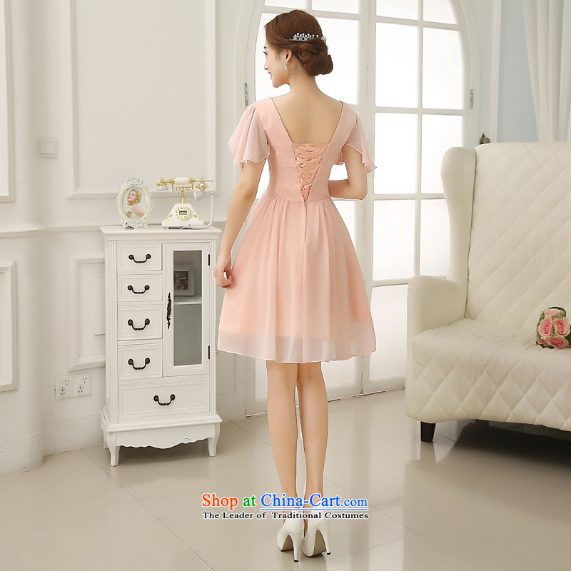 Rain-sang Yi marriages 2015 new wedding bows with service cuff stylish bridesmaid small dress shoulders diamond dresses LF195 pink XL, rain-sang Yi shopping on the Internet has been pressed.