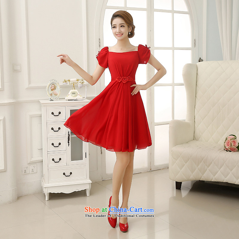 Rain Coat is stylish marriages new 2015 wedding dresses, bows to red short short-sleeved sweet bridesmaid small red M days LF198 dress rain is , , , Yi shopping on the Internet