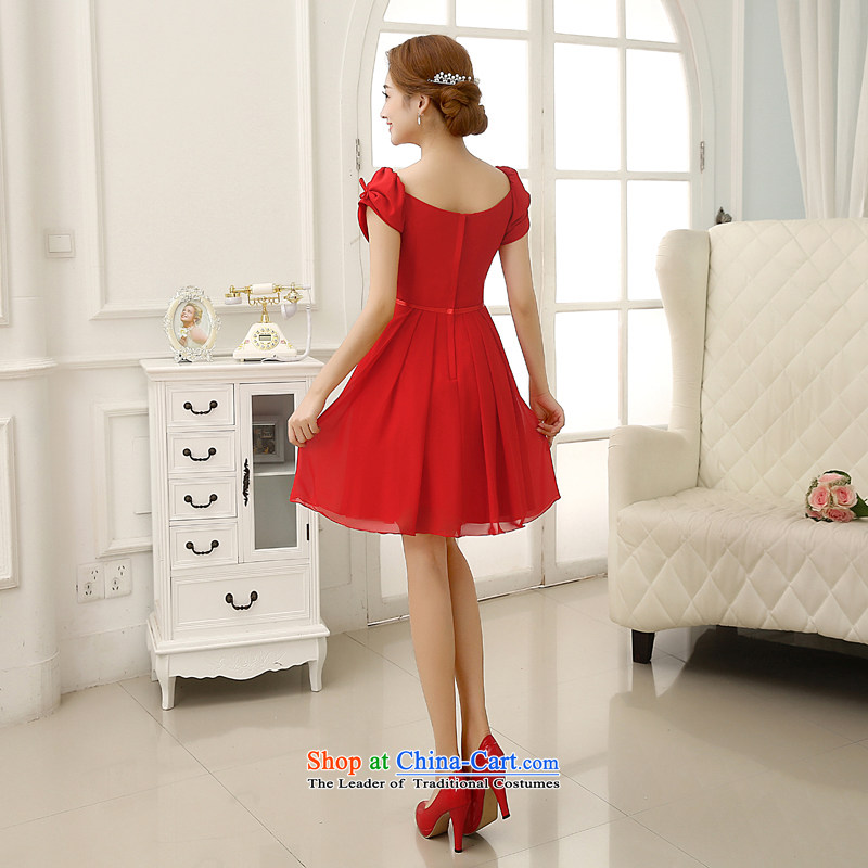 Rain Coat is stylish marriages new 2015 wedding dresses, bows to red short short-sleeved sweet bridesmaid small red M days LF198 dress rain is , , , Yi shopping on the Internet