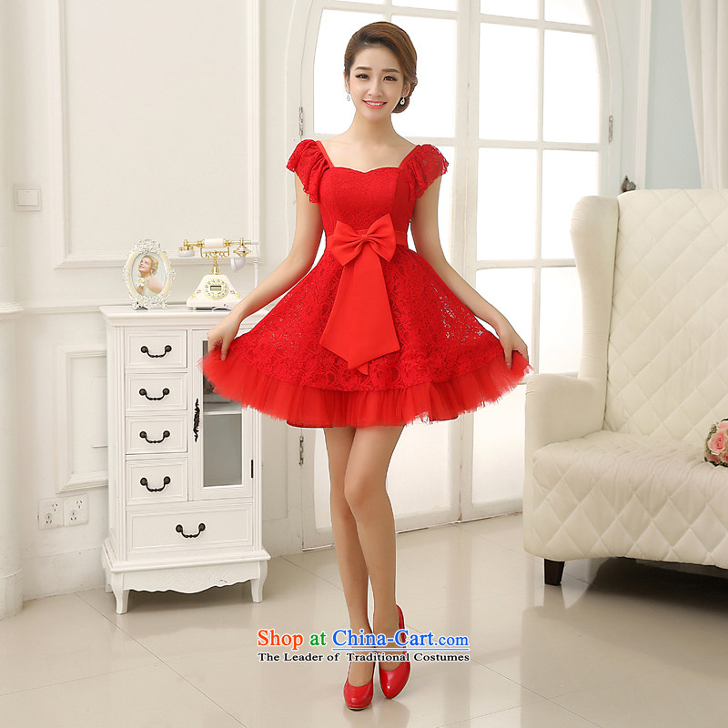Rain-sang Yi marriages 2015 new red short, wedding Korean Princess shoulders lace sweet bridesmaid small red S day LF199 dress rain is , , , Yi shopping on the Internet