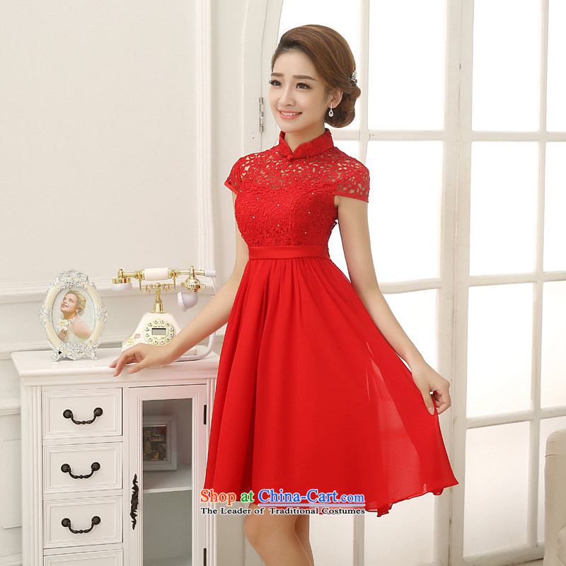Rain-sang Yi marriages 2015 new wedding Korean Top Loin of pregnant women serving drink chiffon lace short skirt short of small dress LF202 XXL, Red rainstorm still Yi shopping on the Internet has been pressed.