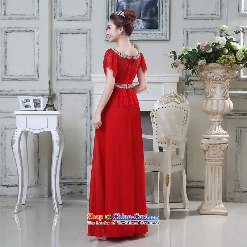 Rain-sang Yi marriages 2015 new wedding dresses red bows services long shoulders lace staple alignment with elegant Pearl Long skirts LF205 red rain still yi XXL, shopping on the Internet has been pressed.