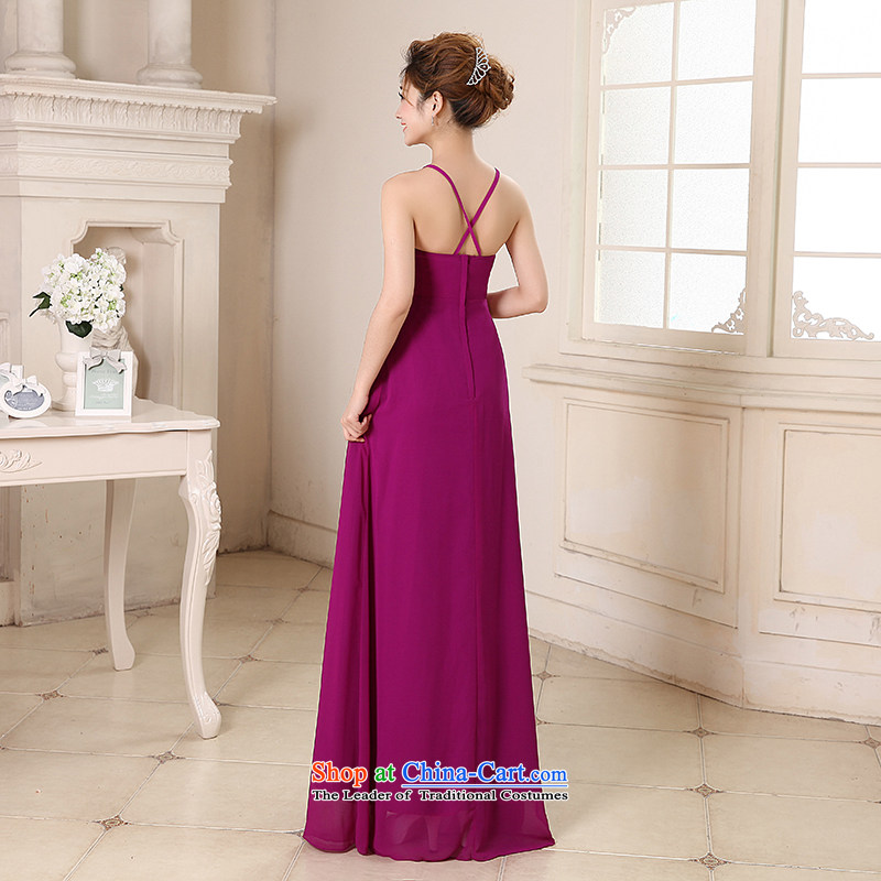 Talk to Her dress 2015 new V-neck for companies banquet service annual dress bows skirt bridesmaid services Korean XXL, purple whisper to Madame shopping on the Internet has been pressed.
