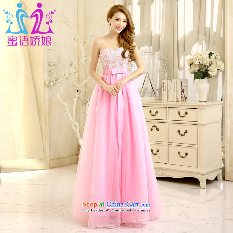 Talk to Her Wedding Dress 2015 new pink tissue chest long Korean Top Loin of pregnant women dress marriages bows services Pink L
