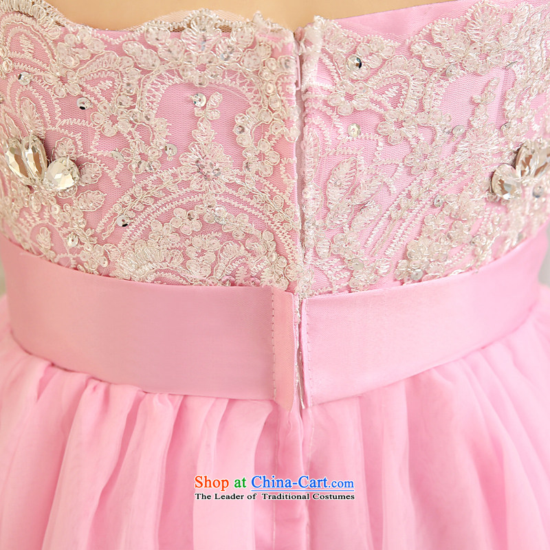 Talk to Her Wedding Dress 2015 new pink tissue chest long Korean Top Loin of pregnant women dress marriages bows services Pink , L, whisper to Madame shopping on the Internet has been pressed.