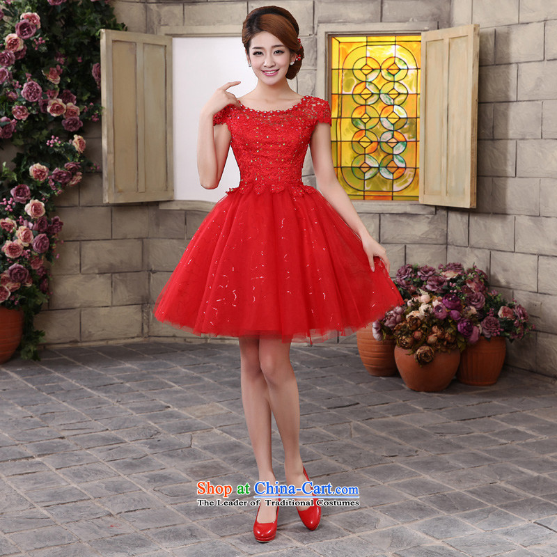 The privilege of serving-leung 2015 new shoulders round-neck collar short of red lace marriages princess bon bon skirt wedding dress red for not returning the size of messages, do not change the privilege of serving-leung , , , shopping on the Internet