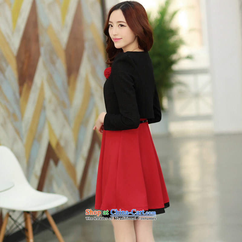 Maple Hui-chun boxed version Korea 2015 two-piece suit in small waist chiffon dress skirt F3268 Red Maple Hui-M, , , , shopping on the Internet