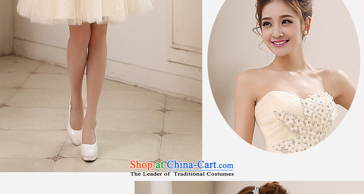 Talk to her new 2015 bridesmaid Dress Short, wipe the chest straps bridesmaid skirt marriages bows services betrothal small dress champagne color M picture, prices, brand platters! The elections are supplied in the national character of distribution, so action, buy now enjoy more preferential! As soon as possible.