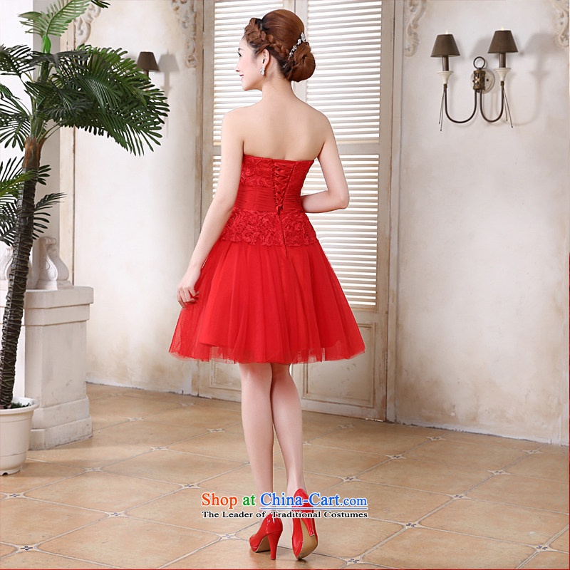 Doi m qi bridal dresses 2014 Marriage betrothal bows services bridesmaid small dress skirt red Korean anointed lace short skirts of chest sister skirt RED M Demi Moor Qi , , , shopping on the Internet