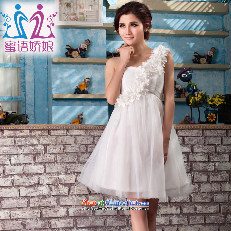 Talk to Her Wedding dress marriages bows services evening dresses new 2015 moderator bridesmaid Dress Short of Sau San white L female