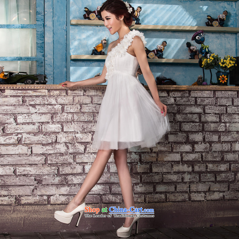 Talk to Her Wedding dress marriages bows services evening dresses new 2015 moderator bridesmaid Dress Short of Sau San female white L, overture to Madame shopping on the Internet has been pressed.
