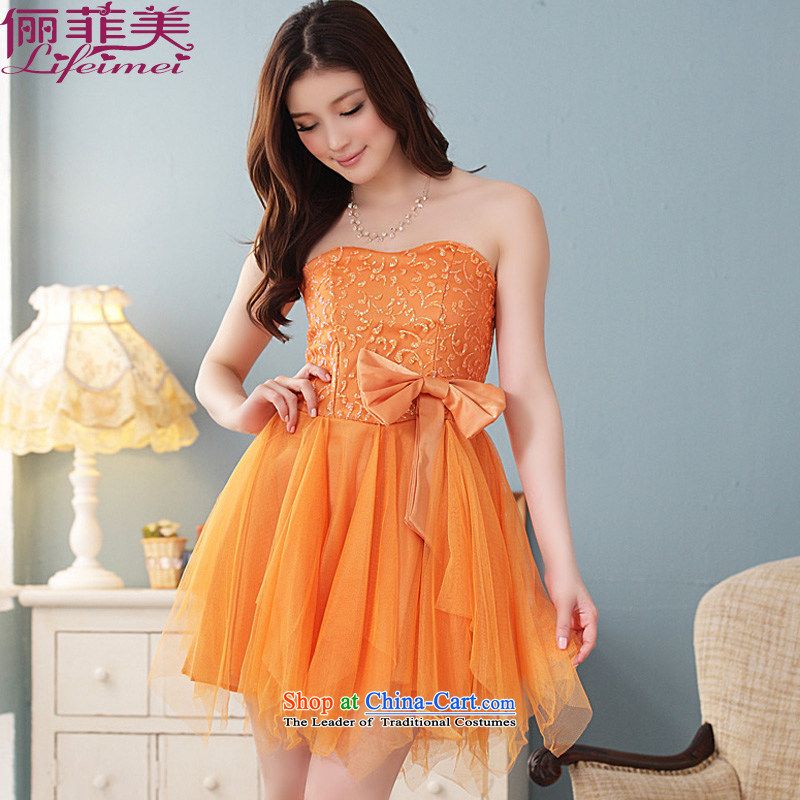 Li and the Barbie ironing flowers without under rule out chest dress dresses bridesmaid to show larger Top Loin of Sau San orange XL suitable for 115-135 catty