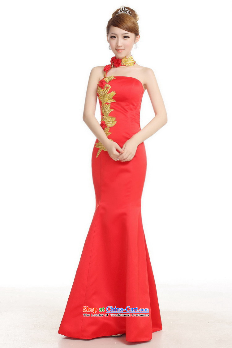 The water fall new marriages bows dress the lift mast red dress crowsfoot embroidery Rose Chinese long cheongsam red XXL picture enhancement, prices, brand platters! The elections are supplied in the national character of distribution, so action, buy now enjoy more preferential! As soon as possible.