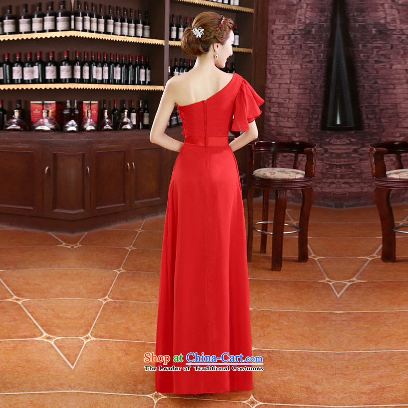 Talk to the new 2015 Madame single shoulder length) Red Dress bride bows services for larger marriage Korean video thin stylish elegance female red tailored, whisper to Madame shopping on the Internet has been pressed.
