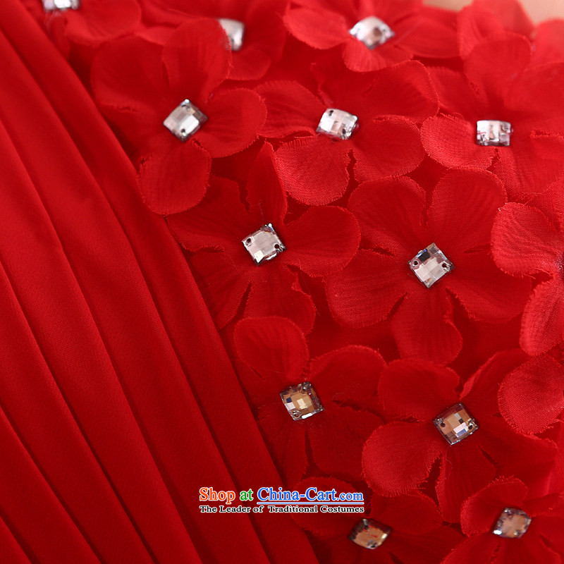 Talk to the new 2015 Madame single shoulder length) Red Dress bride bows services for larger marriage Korean video thin stylish elegance female red tailored, whisper to Madame shopping on the Internet has been pressed.