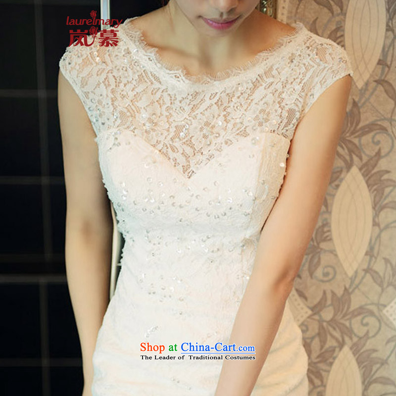 The sponsors of the 2014 New LAURELMARY, Korean noble atmosphere lace stitching round-neck collar package and back Sau San to align the tail evening dresses white L 90 Waist 74), chest included the , , , shopping on the Internet