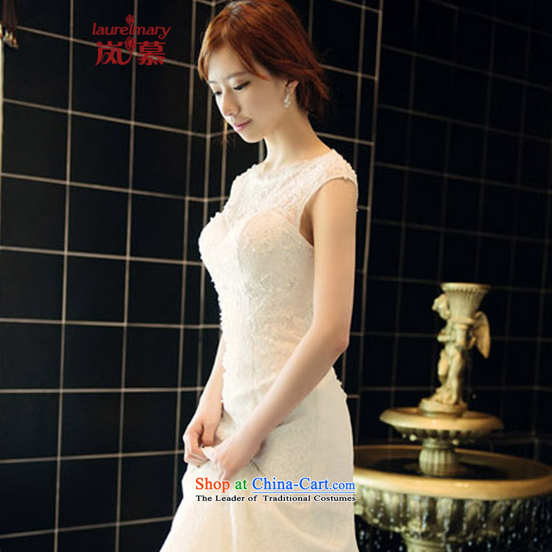 The sponsors of the 2014 New LAURELMARY, Korean noble atmosphere lace stitching round-neck collar package and back Sau San to align the tail evening dresses white L 90 Waist 74), chest included the , , , shopping on the Internet