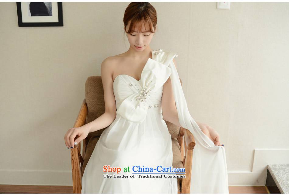 The sponsors of the 2015 New Korean noble bow tie wrap Beveled Shoulder Chest Foutune of Sau San-sin to align the chiffon bridal dresses XL( white breast 95 Waist79) Picture, prices, brand platters! The elections are supplied in the national character of distribution, so action, buy now enjoy more preferential! As soon as possible.