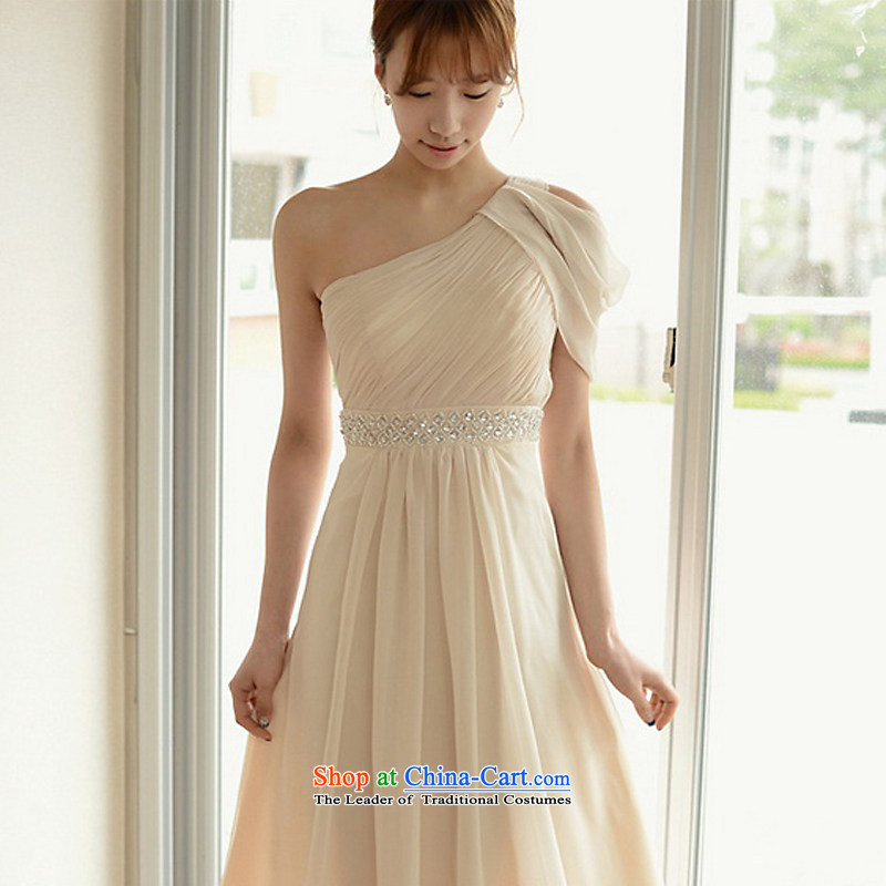 The sponsors of the 2015 New LAURELMARY, Korean stylish and simple Beveled Shoulder manually Stitch pearl Foutune of video thin zipper chiffon align to the bridal dresses ivory L 90 Waist 74), chest included the , , , shopping on the Internet