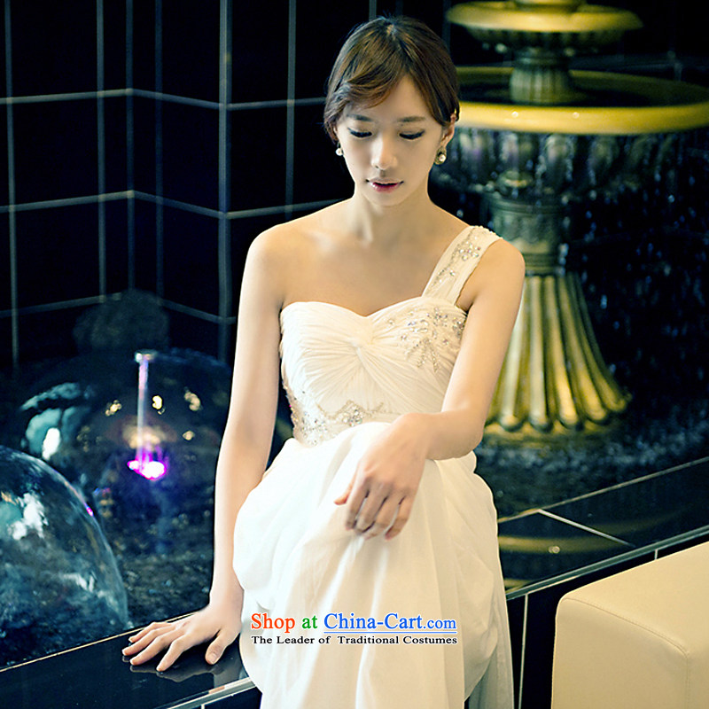 The sponsors of the 2015 New LAURELMARY, Korean shoulder higher gliding gently waist manually beaded chiffon align to Sau San bride dress White M 85 Waist 69), chest included the , , , shopping on the Internet