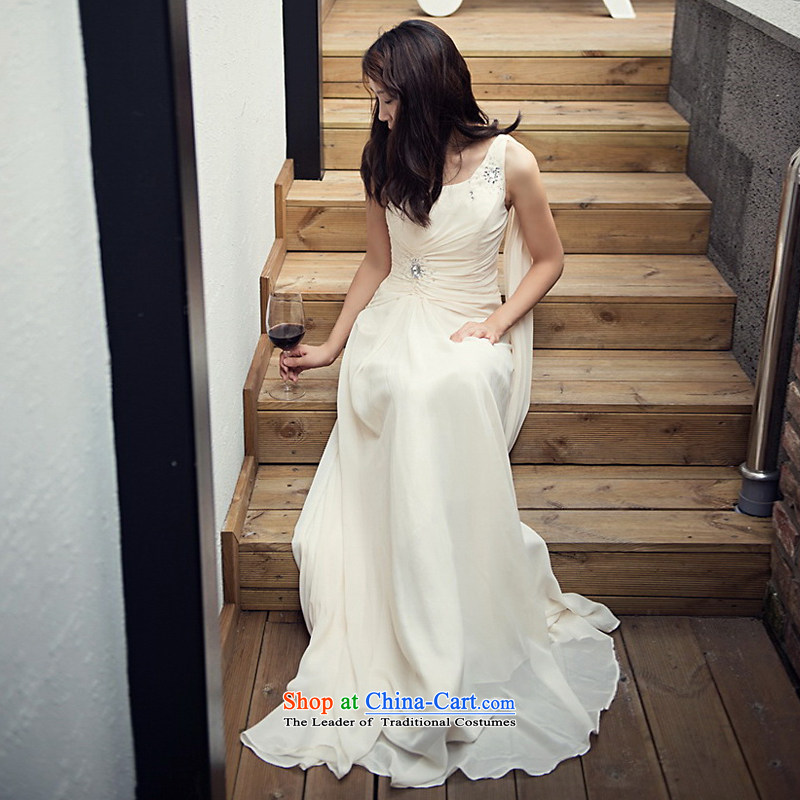 The sponsors of the 2014 New LAURELMARY, Korean charming gliding Beveled Shoulder Foutune of creases chiffon to align the Sau San bridal dresses ivory L 90 Waist 74), chest included the , , , shopping on the Internet