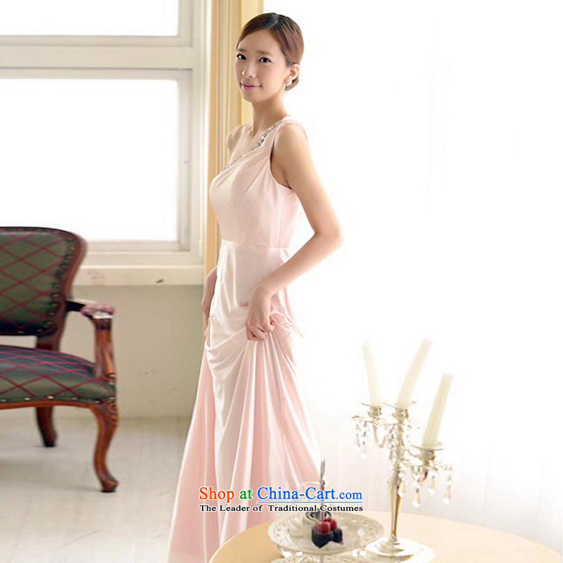 The sponsors of the 2015 New LAURELMARY, Korean charming sexy Beveled Shoulder curve foutune chiffon align to the bridal dresses light pink M chest 85 sponsors the waist 69), shopping on the Internet has been pressed.