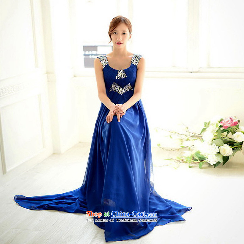 The sponsors of the 2015 New LAURELMARY, Korean citizenry irrepressible shoulders Stitch pearl design high waist chiffon small A swing to align the evening dress Blue M 85 Waist 69), chest included the , , , shopping on the Internet