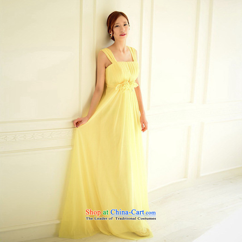 The sponsors of the 2015 New LAURELMARY, Korean name Yuan Classic double shoulder higher waist like Susy Nagle chiffon to align the Sau San dress pale yellow L 90 Waist 74), chest included the , , , shopping on the Internet