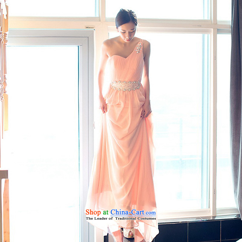 The sponsors of the 2014 New LAURELMARY) won a single shoulder version romantic Stitch pearl foutune chiffon align to dress bridal dresses pink L 90 Waist 74), chest included the , , , shopping on the Internet