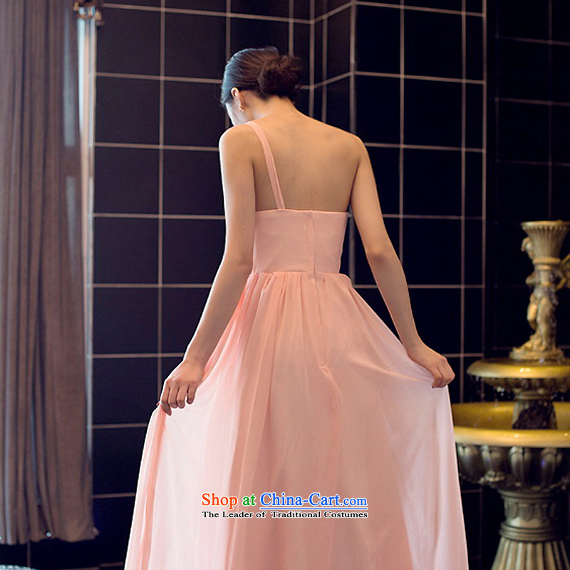 The sponsors of the 2014 New LAURELMARY) won a single shoulder version romantic Stitch pearl foutune chiffon align to dress bridal dresses pink L 90 Waist 74), chest included the , , , shopping on the Internet