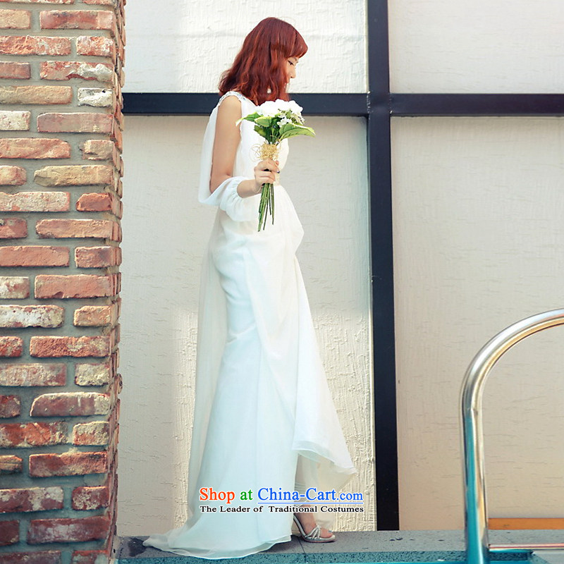 The sponsors of the 2014 New LAURELMARY) Korea edition irrepressible shoulders manually Stitch pearl chiffon align to dress white L 90 Waist 74), chest included the , , , shopping on the Internet